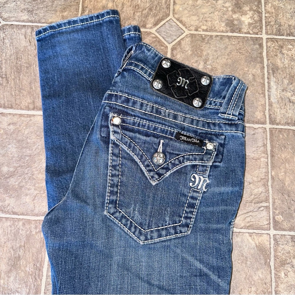 Miss Me Designer Skinny Jeans Plain Button Flap Pockets